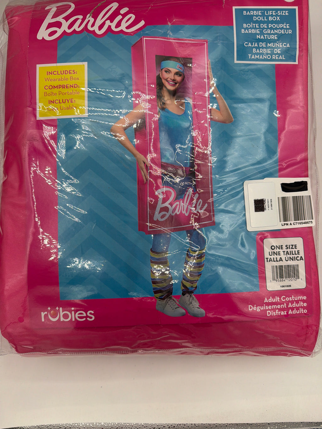Rubies Women's Barbie Classic Life Size Doll Box Costume- One Size Fits Most 1 - Piece