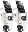 ESCANU Solar Security Cameras (2-Pack) Outdoor Wireless, Cameras for Home Security with Dual Lens