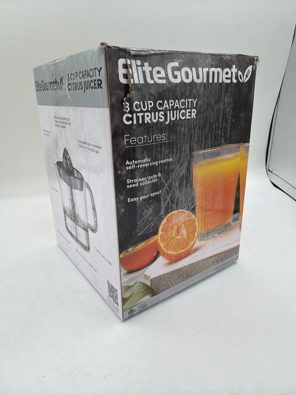 Elite Gourmet ETS623 BPA-Free 40-Watt Electric Citrus Juicer, Compact, Large Volume, Pulp Control
