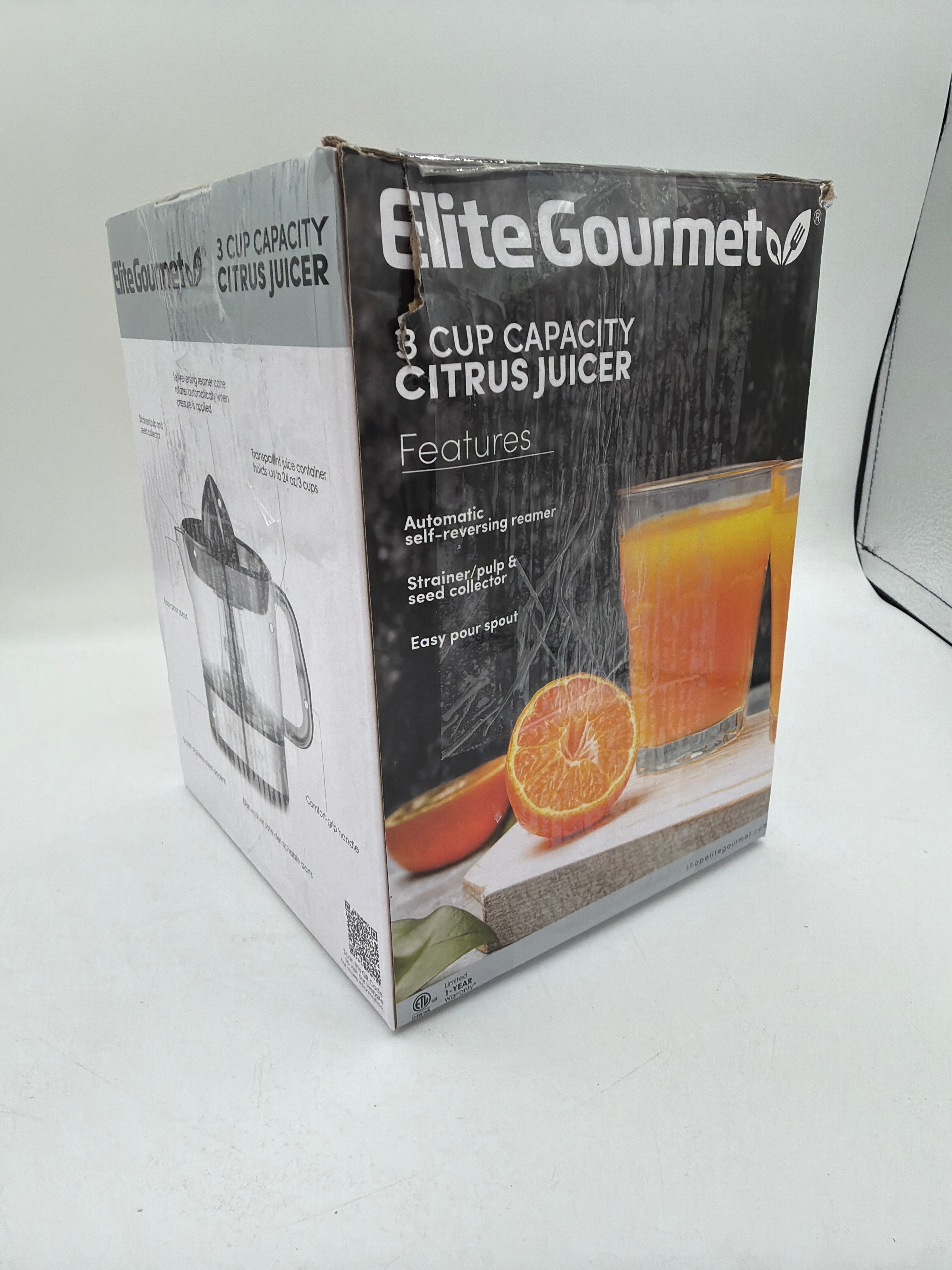 Elite Gourmet ETS623 BPA-Free 40-Watt Electric Citrus Juicer, Compact, Large Volume, Pulp Control