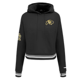 University of Colorado Classic Women's Rib Fleece Cropped Pullover Hoodie - Black - Large