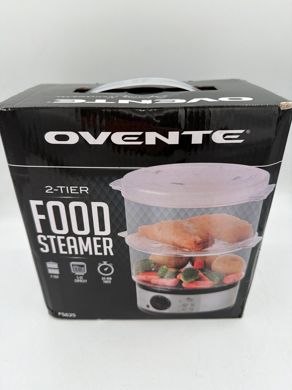 OVENTE 2-Tier Electric Food Steamer, 5 Quart Stainless Steel Stackable Steam Cooker with 400W Power