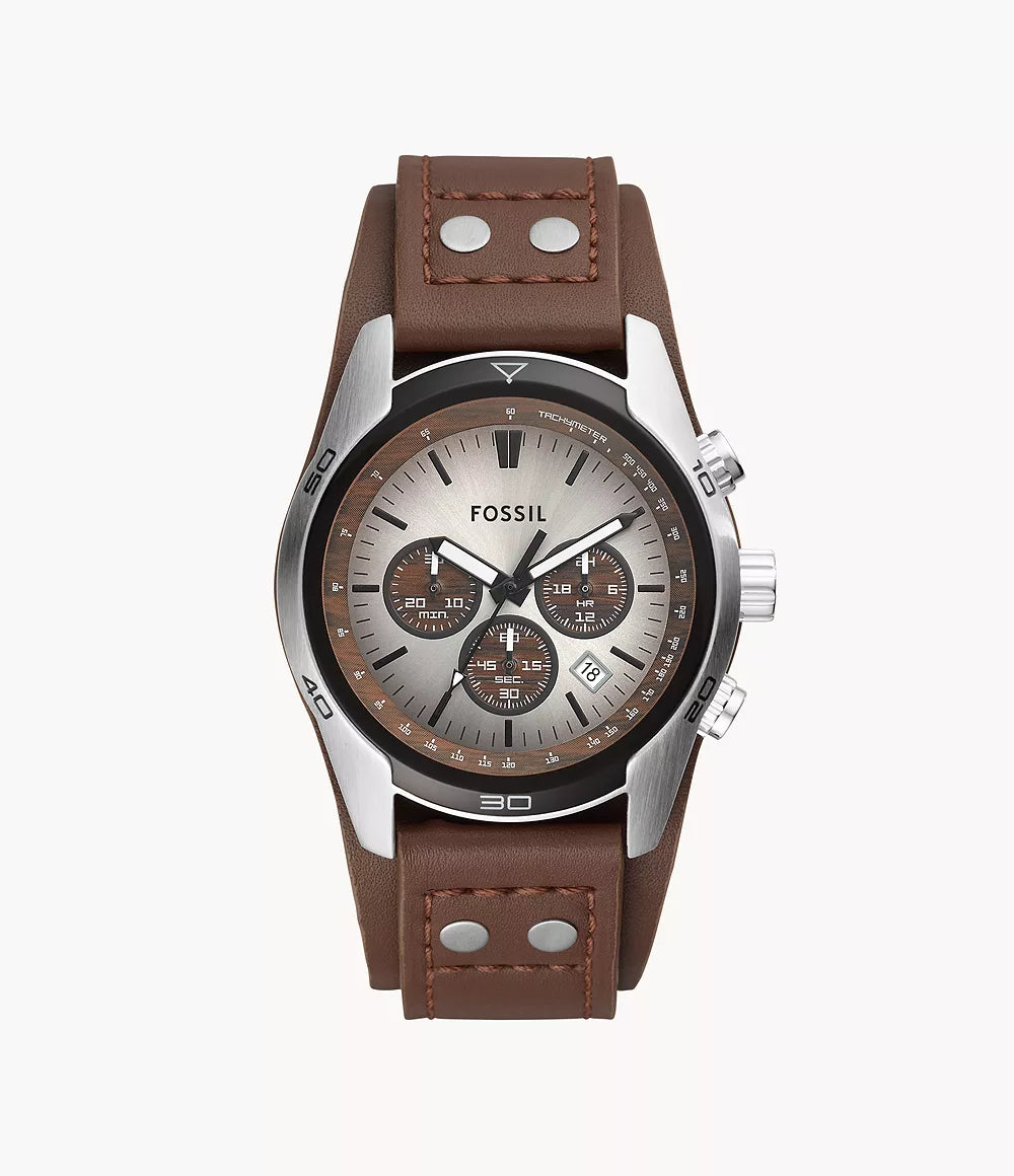 Men's Fossil Chronograph Cuff Watch CH2565 (Brown , and stainless steel)