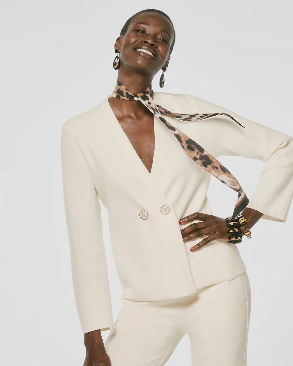CHICO'S Double Breasted Long-Sleeve Cardigan, Soft Ivory - 1 (8/10-M)