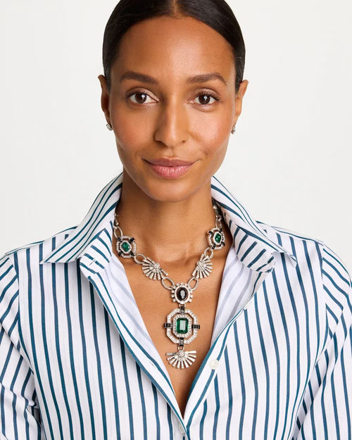 *Chico's Originals Art Deco Pave Necklace, Green