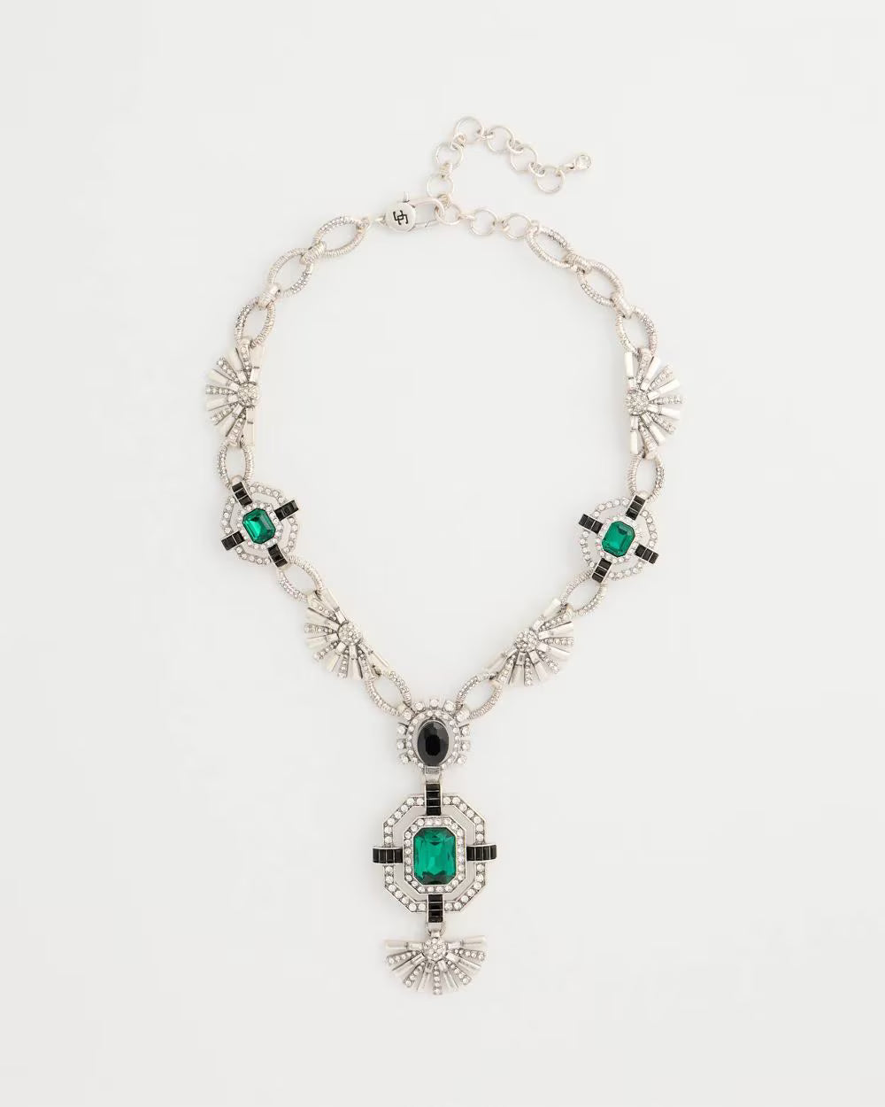 *Chico's Originals Art Deco Pave Necklace, Green