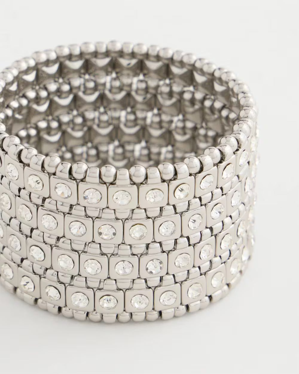 *Chico's Festive Links Pave Stretch Silvertone Bracelet, Silver