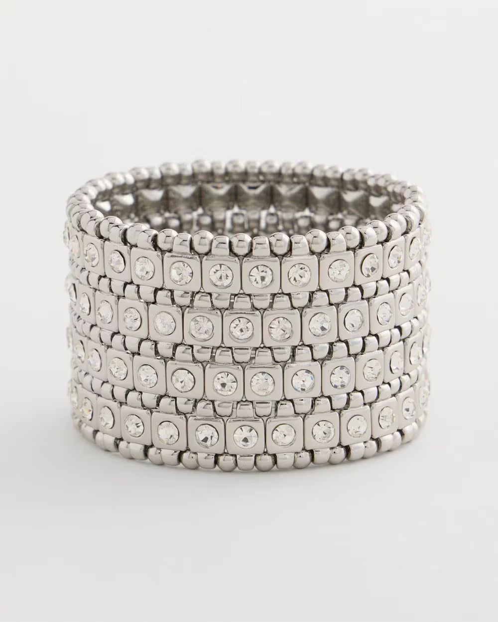 *Chico's Festive Links Pave Stretch Silvertone Bracelet, Silver