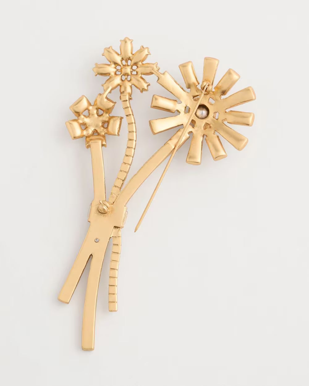 *Embellished Flower Bouquet Brooch, Gold