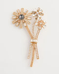 *Embellished Flower Bouquet Brooch, Gold