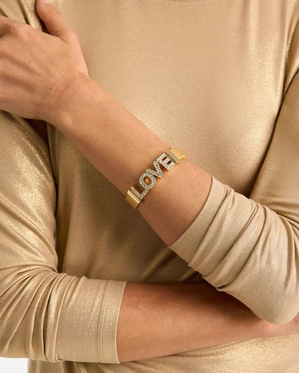 *Chico's Faux Leather Golden Love Women's Bracelet, Gold