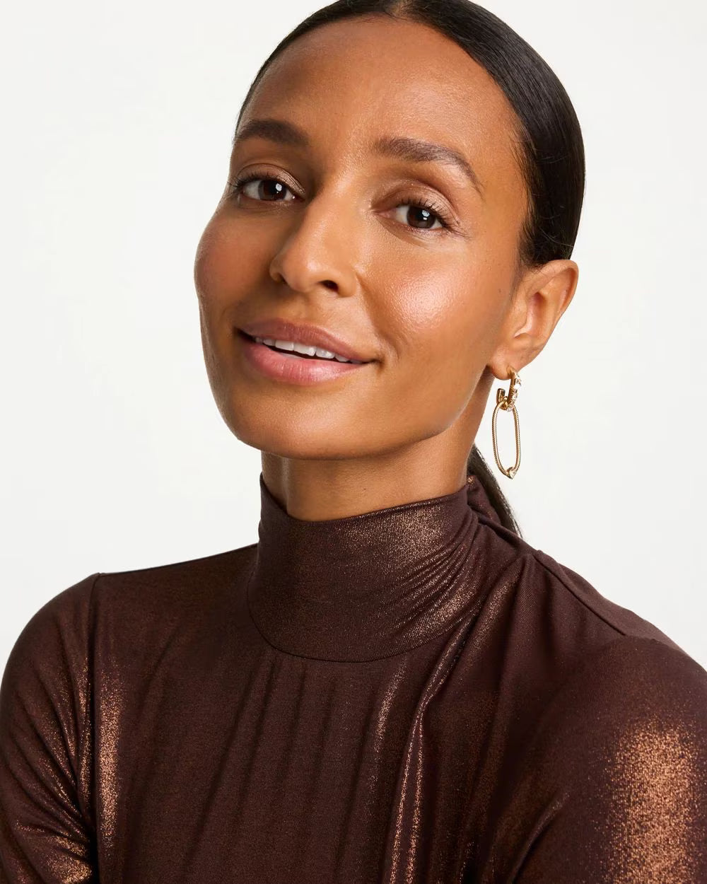 *Chico's Faux Diamond Golden Oval Drop Earrings, Gold