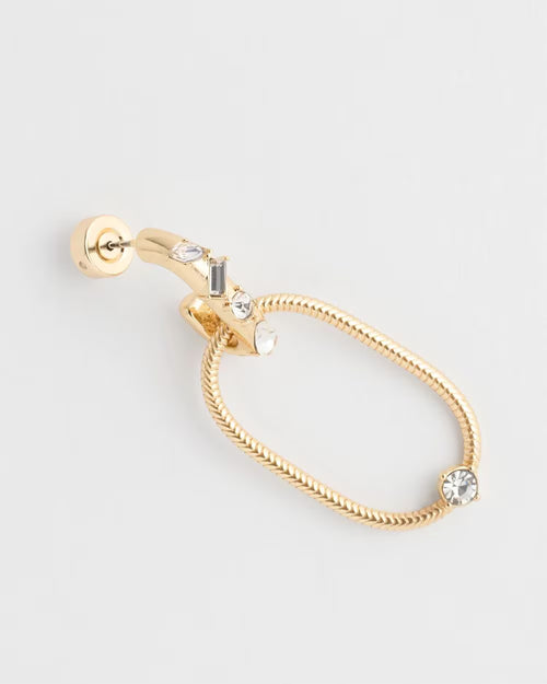 *Chico's Faux Diamond Golden Oval Drop Earrings, Gold