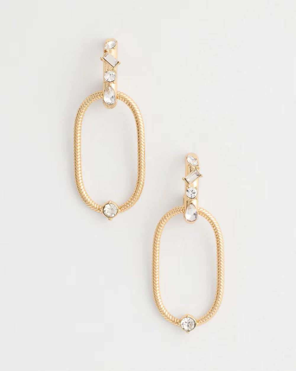*Chico's Faux Diamond Golden Oval Drop Earrings, Gold