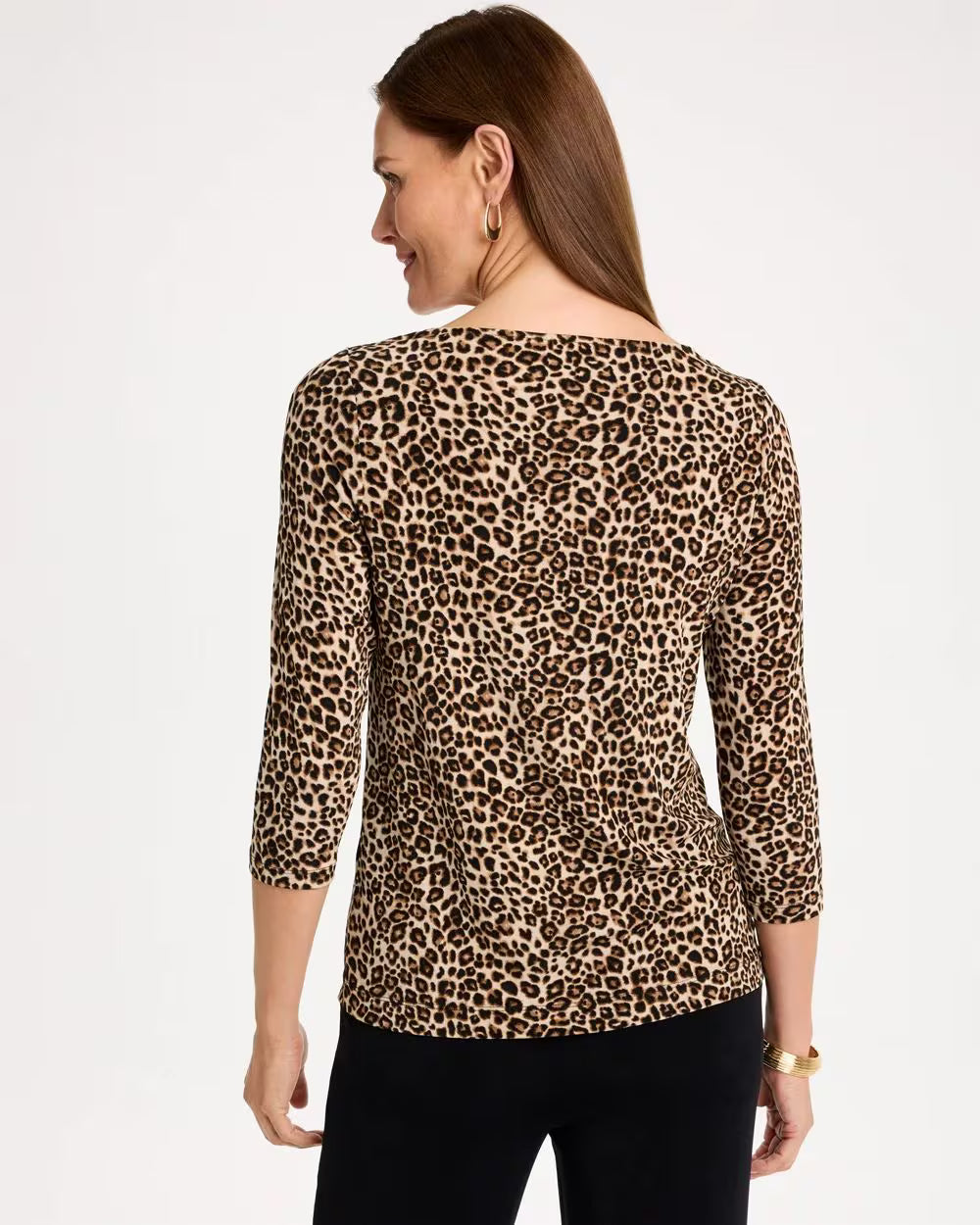 Chico's Travelers Leopard Twist-Neck Top, Women's, Canella Tan - 0 (4/6-S)