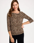 Chico's Travelers Leopard Twist-Neck Top, Women's, Canella Tan - 0 (4/6-S)