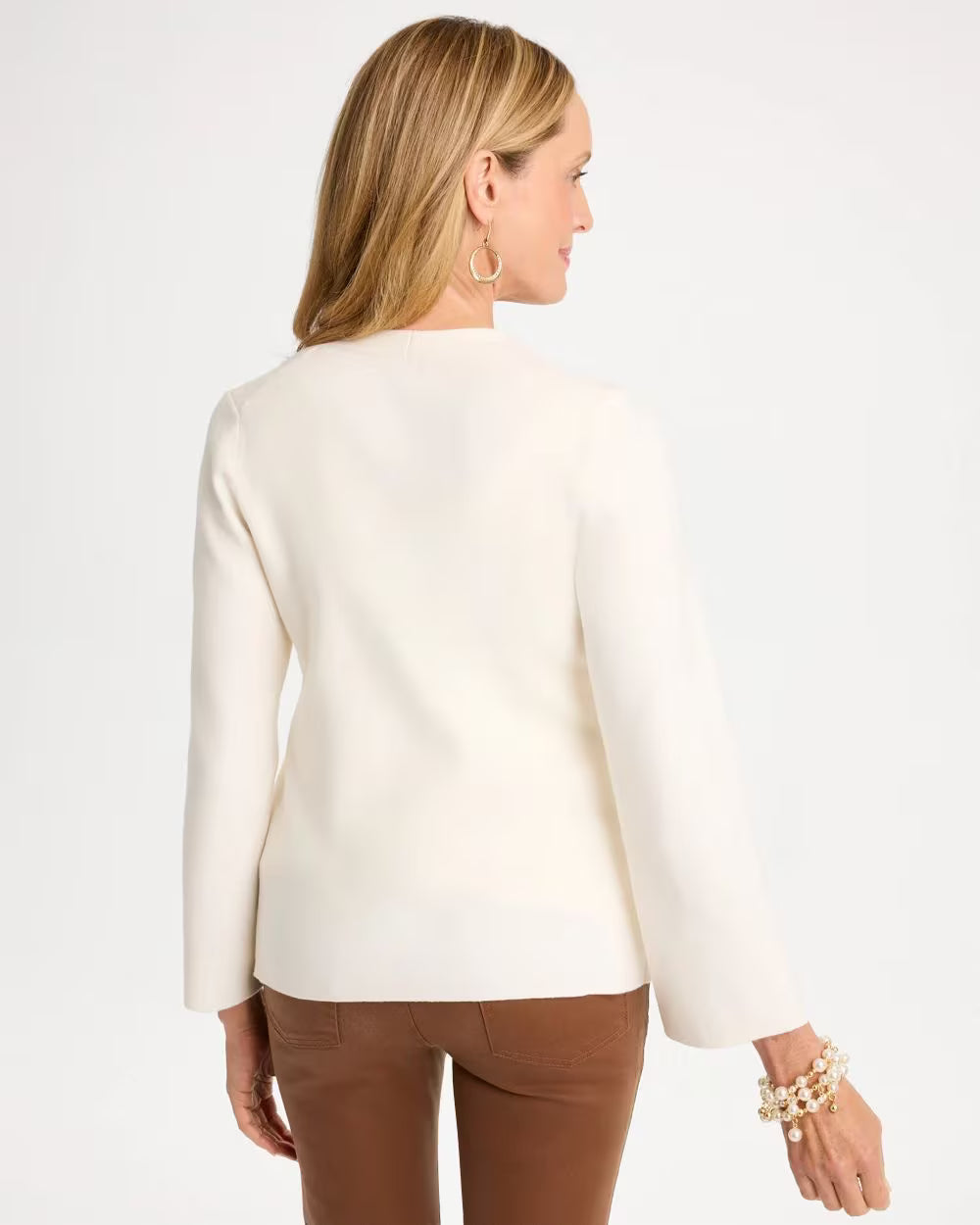CHICO'S Double Breasted Long-Sleeve Cardigan, Soft Ivory - 1 (8/10-M)
