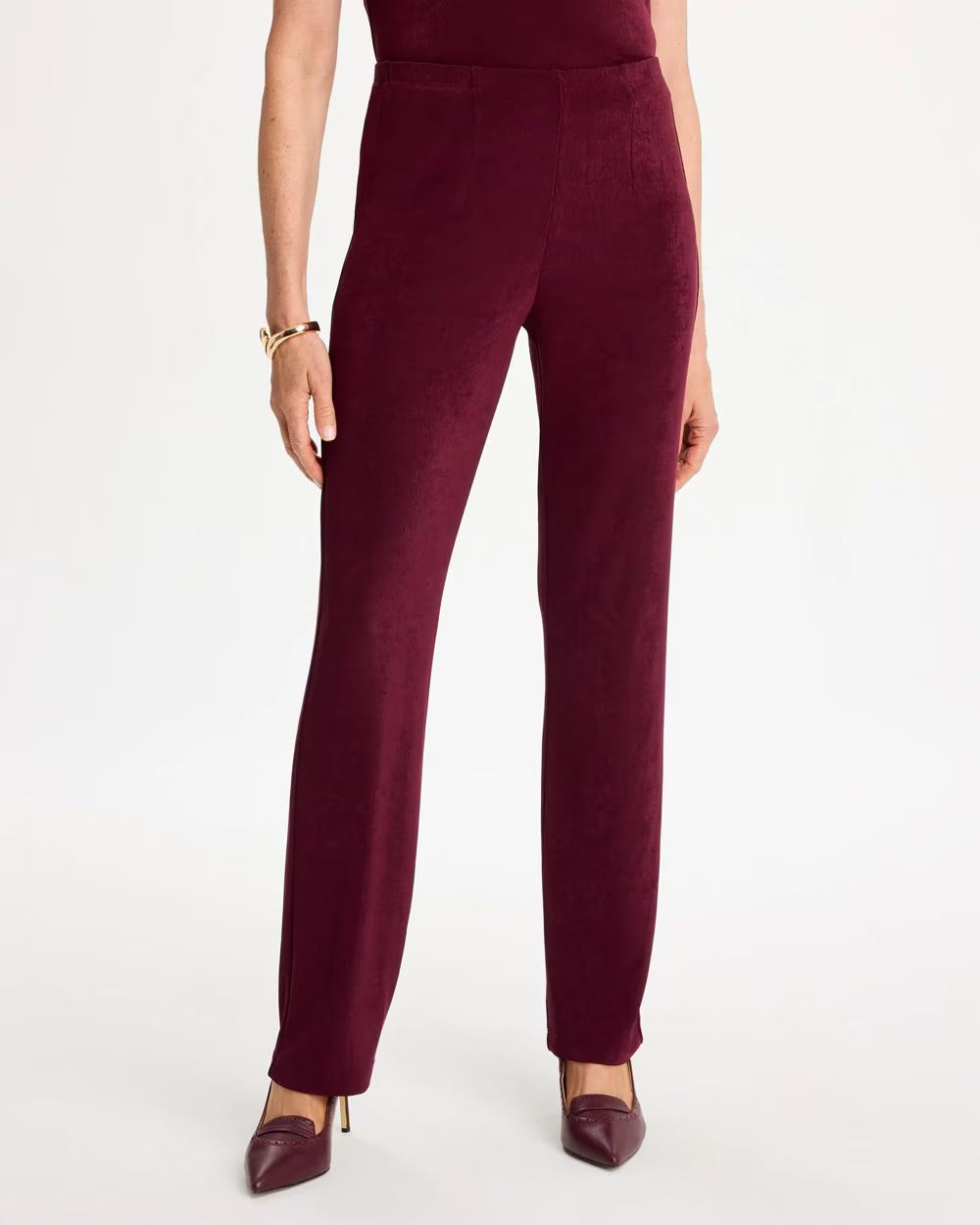 CHICO'S Women Travelers No Tummy Pants, Deep Merlot - 2R