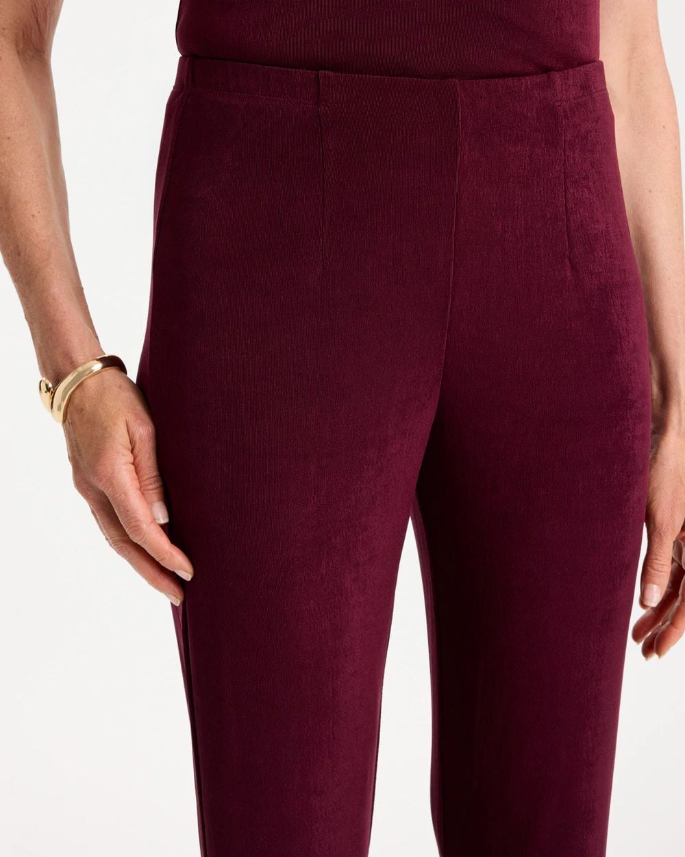 CHICO'S Women Travelers No Tummy Pants, Deep Merlot - 2R