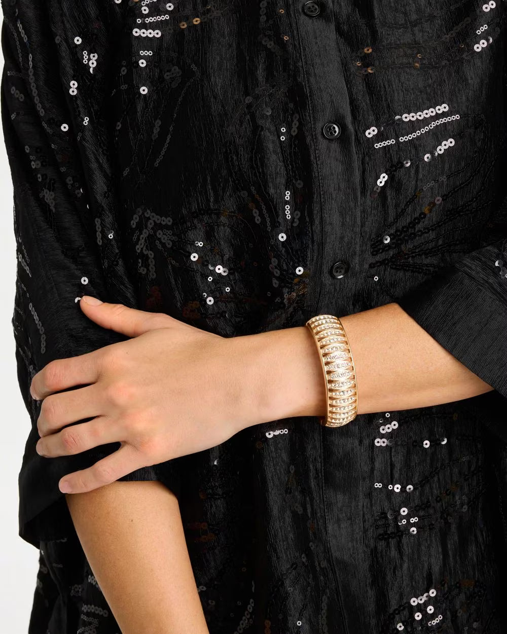 *Pave Golden Hinge Bangle, Gold
