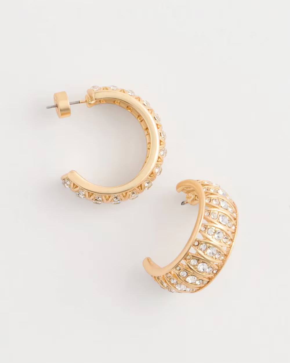 *Chico's Pave Golden Hoop Earrings, Gold