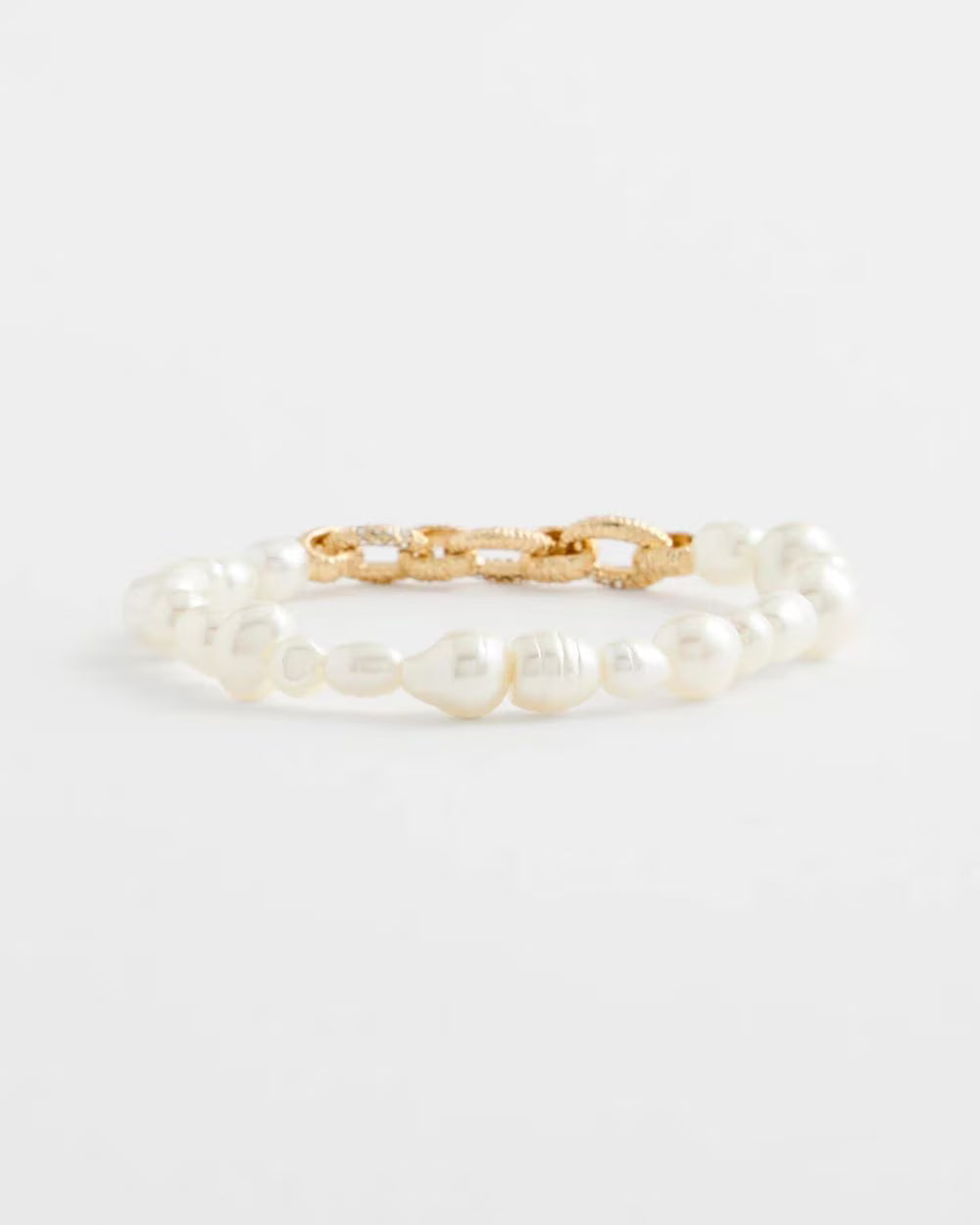 *Faux Pearl Chain Stretch Bracelet, Pearl