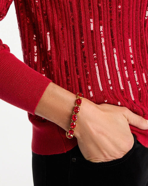 *CHICO'S Red Gem Toggle Bracelet, Red