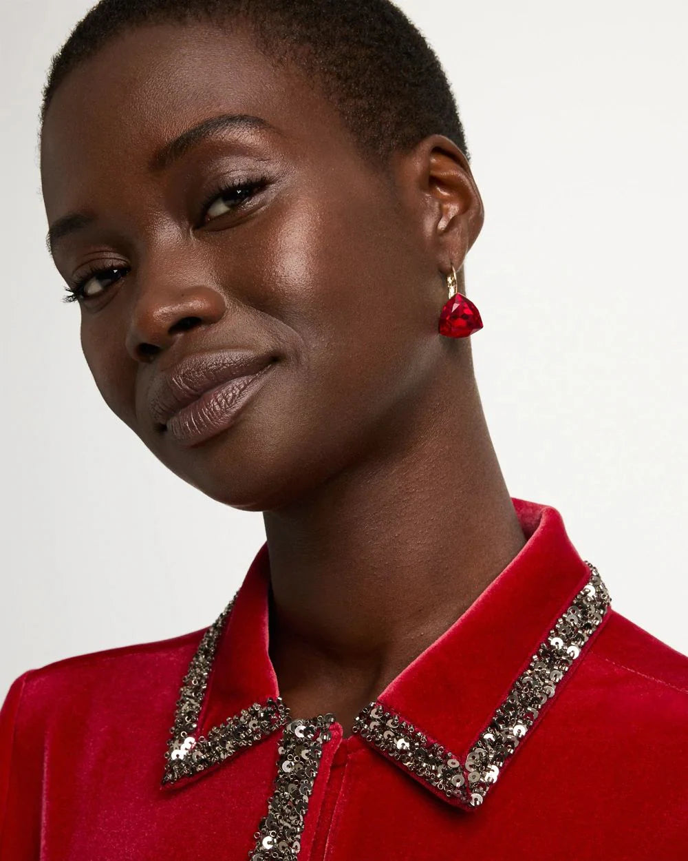 *Chico's Red Gem Faceted Drop Earrings, Red