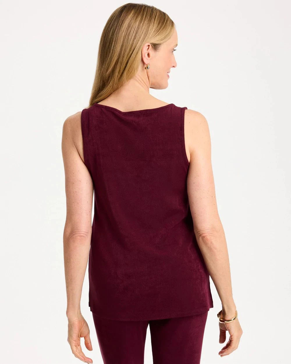 CHICO'S Travelers Side-Slit Women's Tank, Deep Merlot - 2 (12/14-Large)