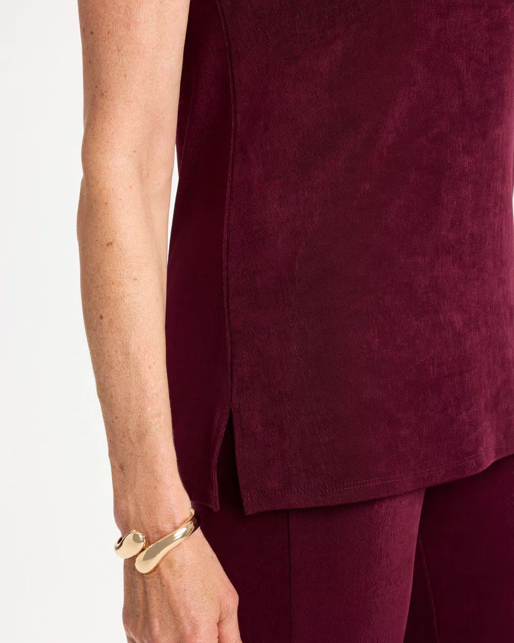 CHICO'S Travelers Side-Slit Women's Tank, Deep Merlot - 2 (12/14-Large)