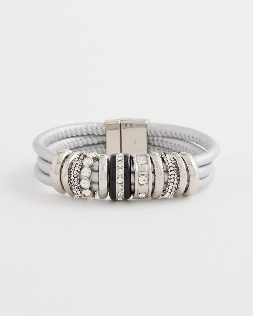 *Chico's Charm Silvertone Cord Bracelet, Silver