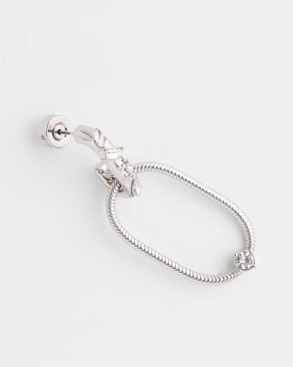*Chico's Faux Diamond Silvertone Oval Drop Earrings, Silver