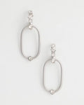 *Chico's Faux Diamond Silvertone Oval Drop Earrings, Silver