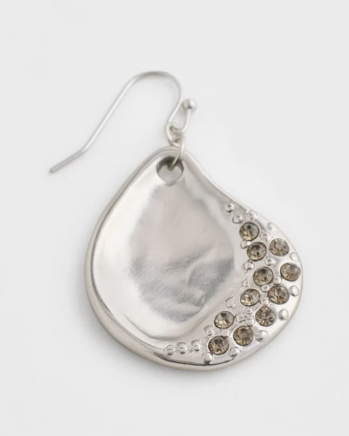 *Chico's Silvertone Pave Drop Earrings, Silver