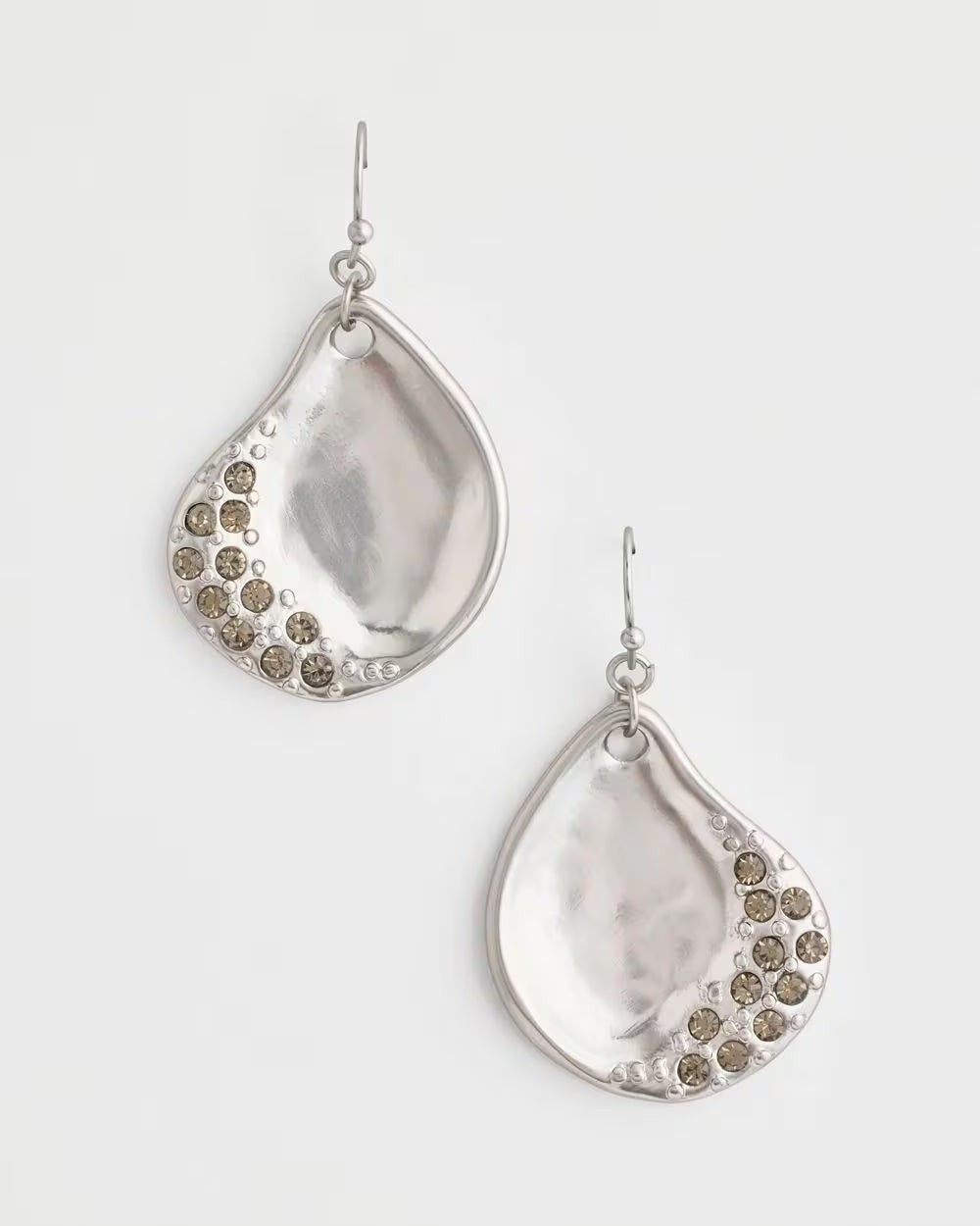 *Chico's Silvertone Pave Drop Earrings, Silver