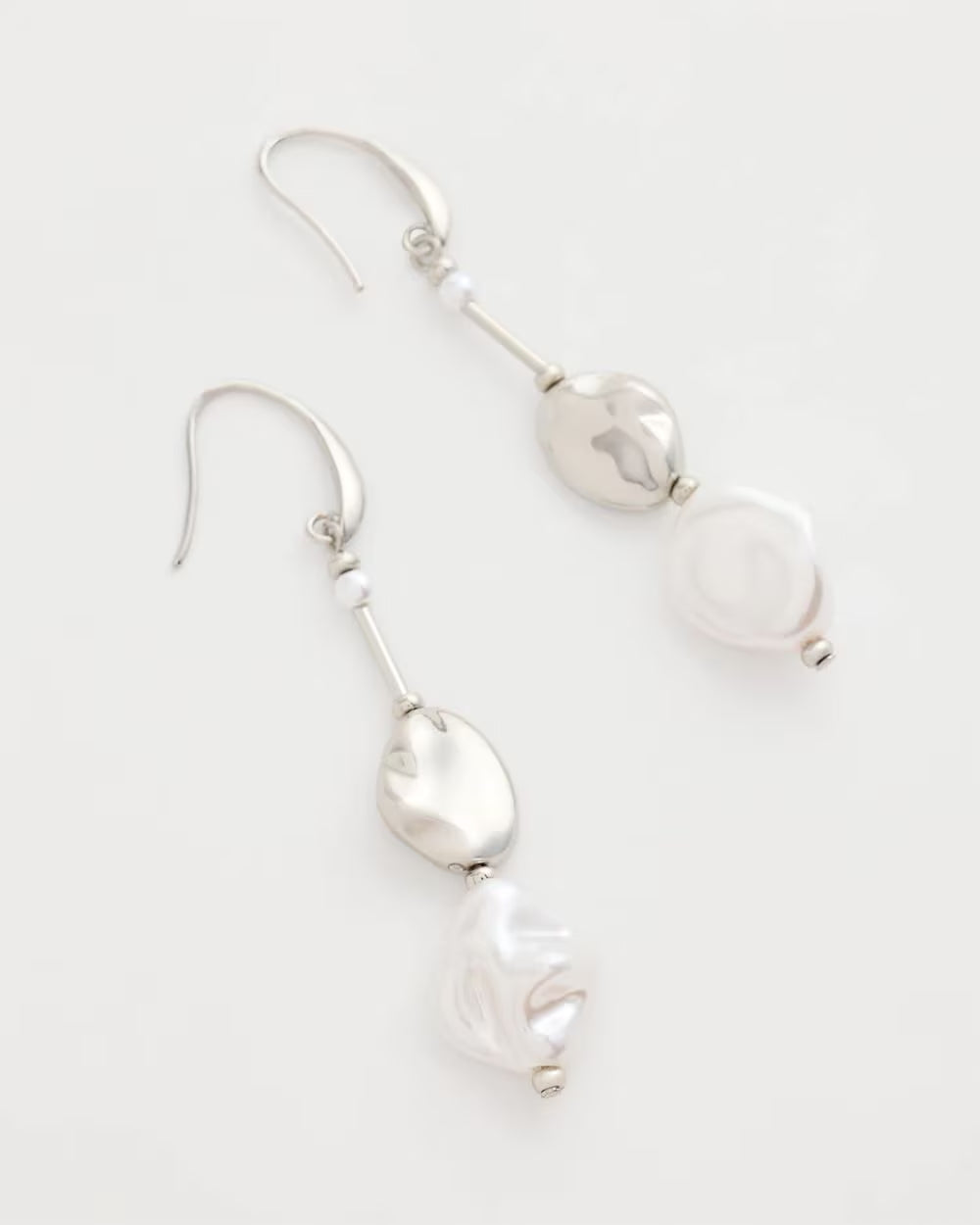 *Chico's Faux Pearl Silvertone Earrings