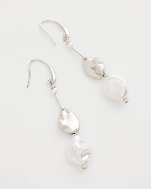 *Chico's Faux Pearl Silvertone Earrings