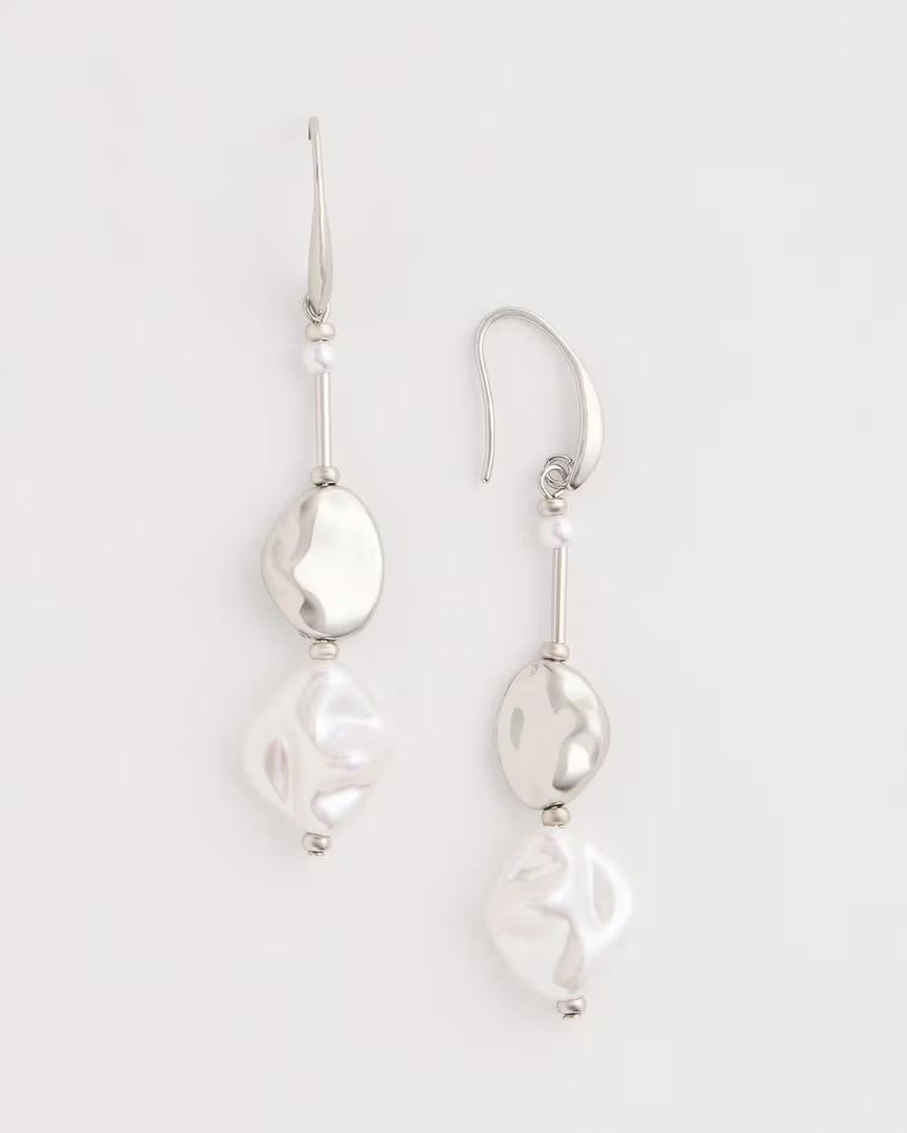 *Chico's Faux Pearl Silvertone Earrings
