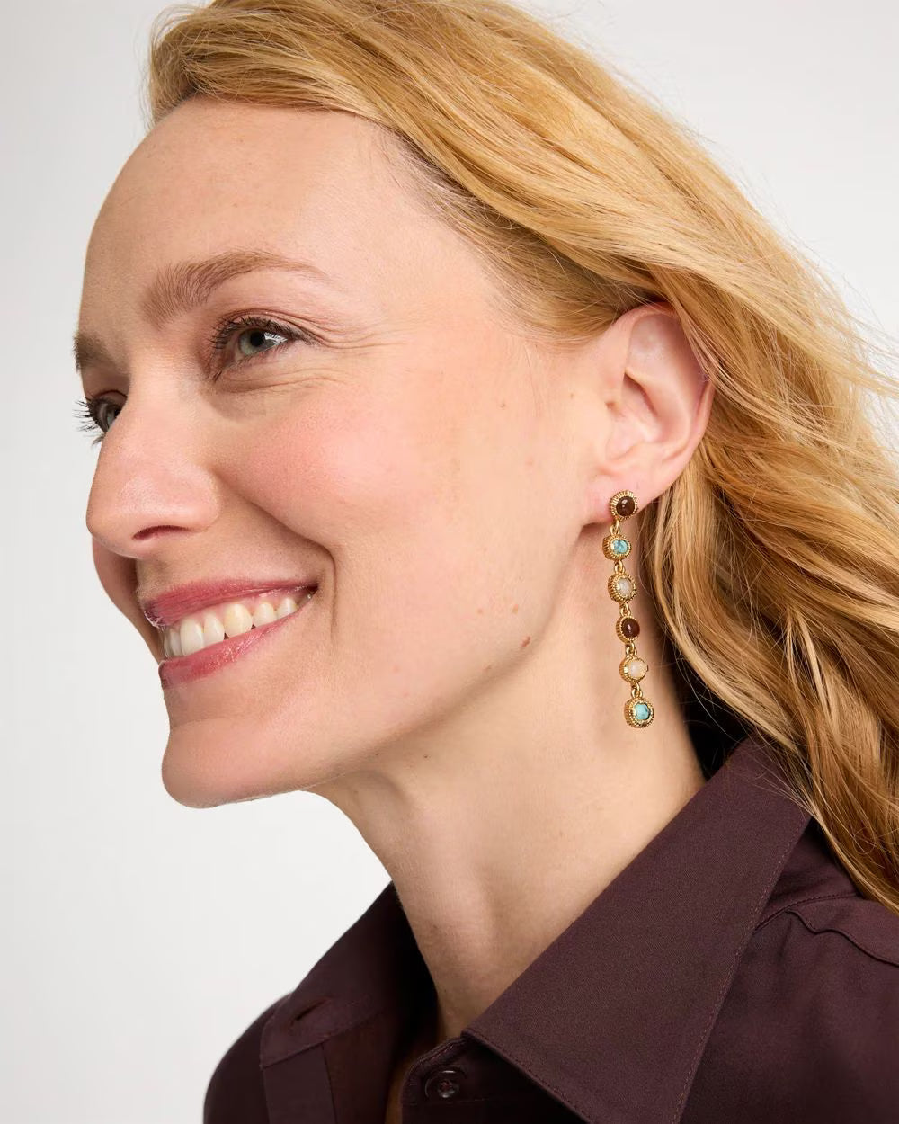 *Chico's Multi-Color Linear Drop Earrings, Turquoise