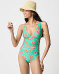 Ruched Plunge One-Piece Swimsuit by J. Crew - Mermaid Green