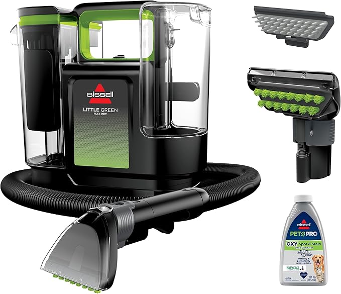 BISSELL® Little Green® Max Pet Portable Carpet and Upholstery Deep Cleaner, Car/Auto Detailer, with Self-Cleaning Tough Stain Tool and Pet Hair Removal Tool (3860)