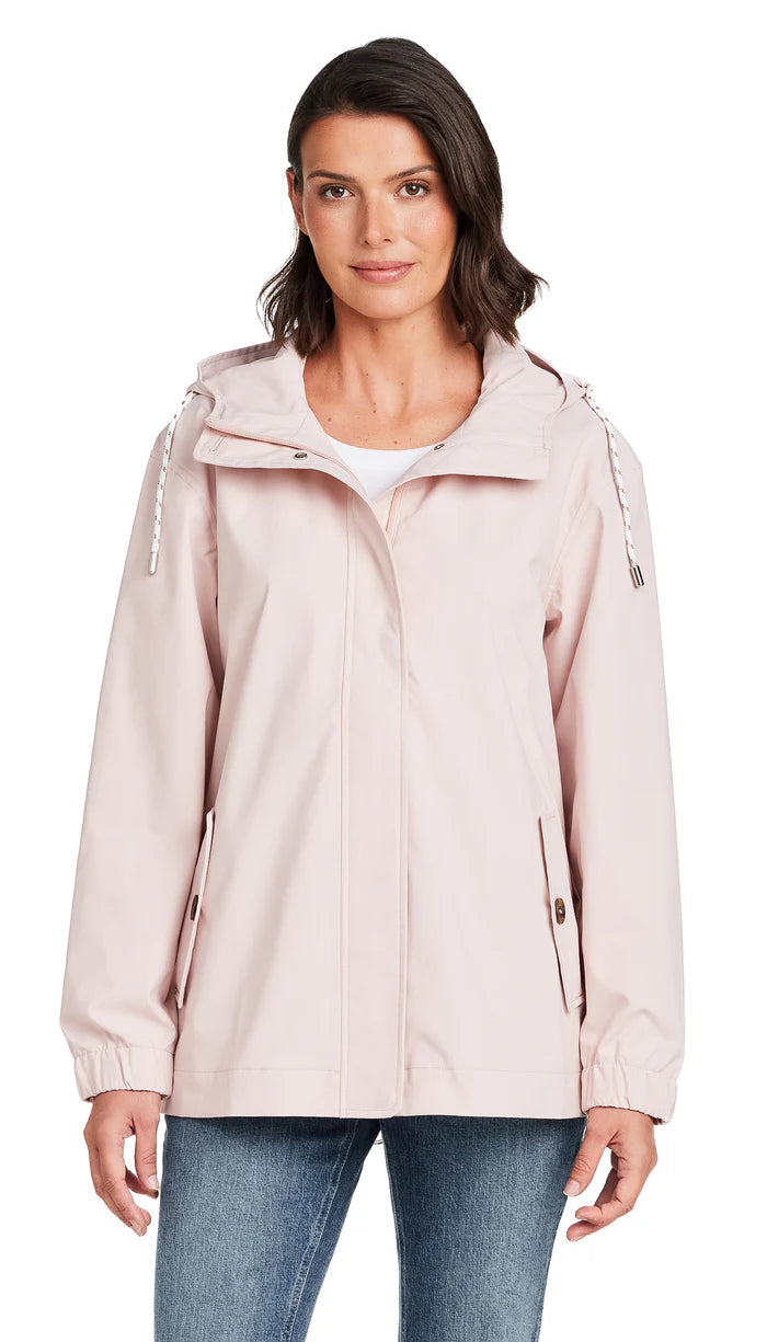 WEATHERPROOF HOODED RAIN JACKET  SOFT BLUSH LG