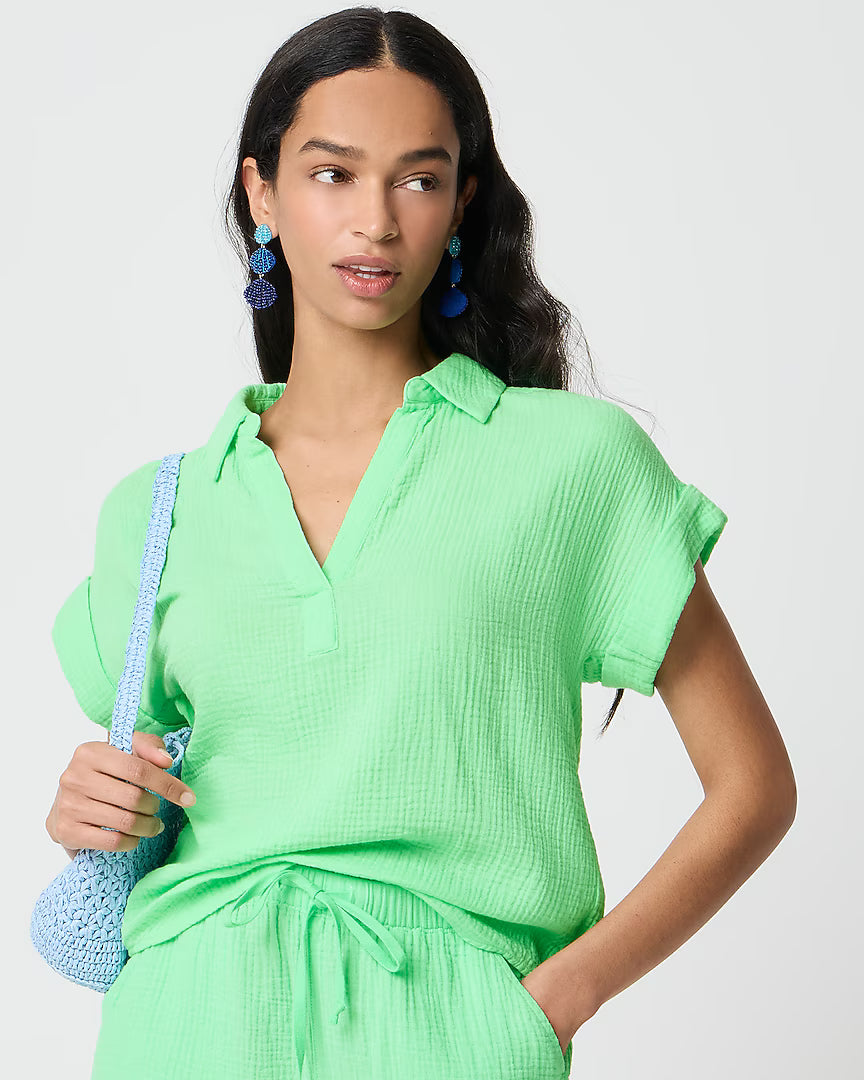 Gauze Popover Top by J. Crew - Apple Sorbet