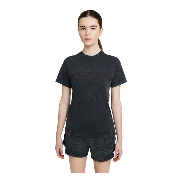 Nike Sportswear Women's Washed Short-Sleeve Top- Black- New with Tags