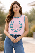 TH4215 PINK HORSESHOE SWEATER VEST Women's X-Large