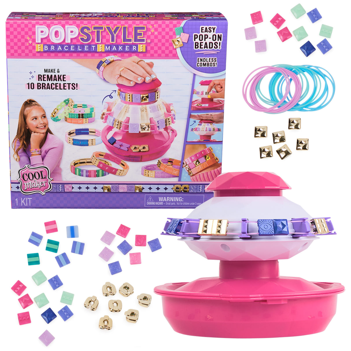 Cool Maker PopStyle Bracelet Maker, 170 Beads for Bracelets, (new, open box) *damaged box*