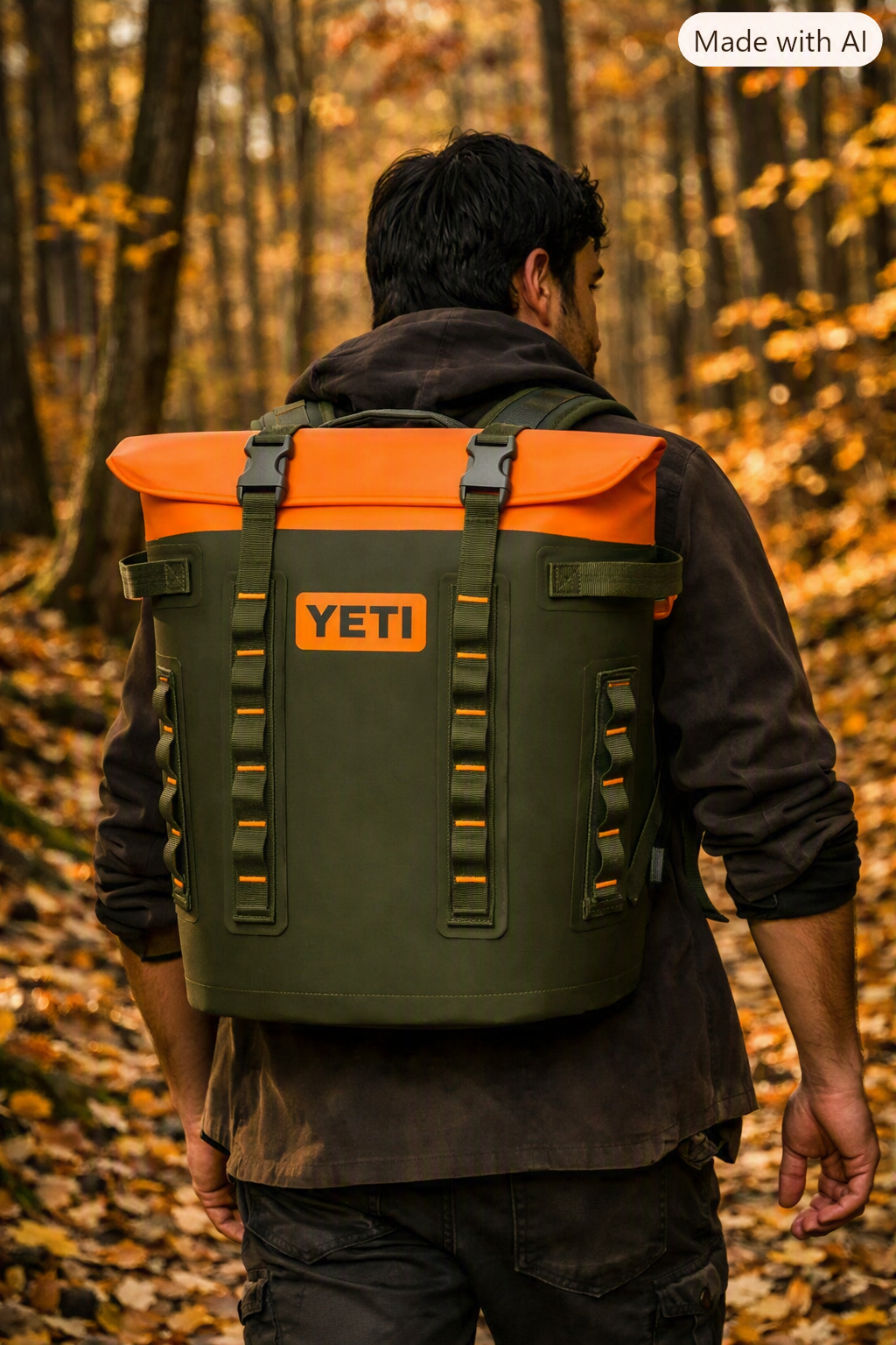 YETI Hopper M20 Backpack Soft Cooler in Olive/King Crab Orange NIB/Sealed