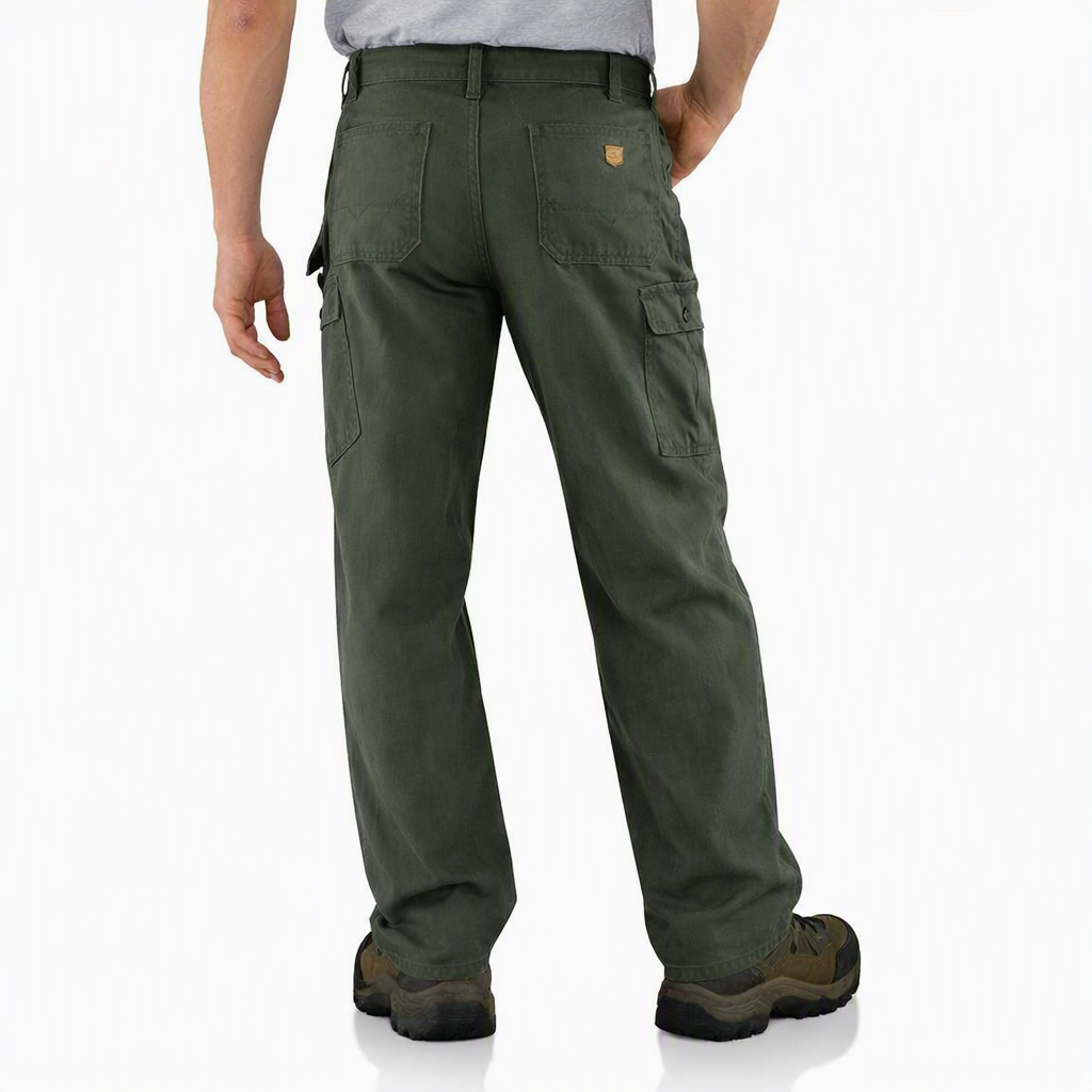 CARHARTT Men's Loose Straight Washed Duck - Flannel Lined Dungaree in Moss - 34W x 34L