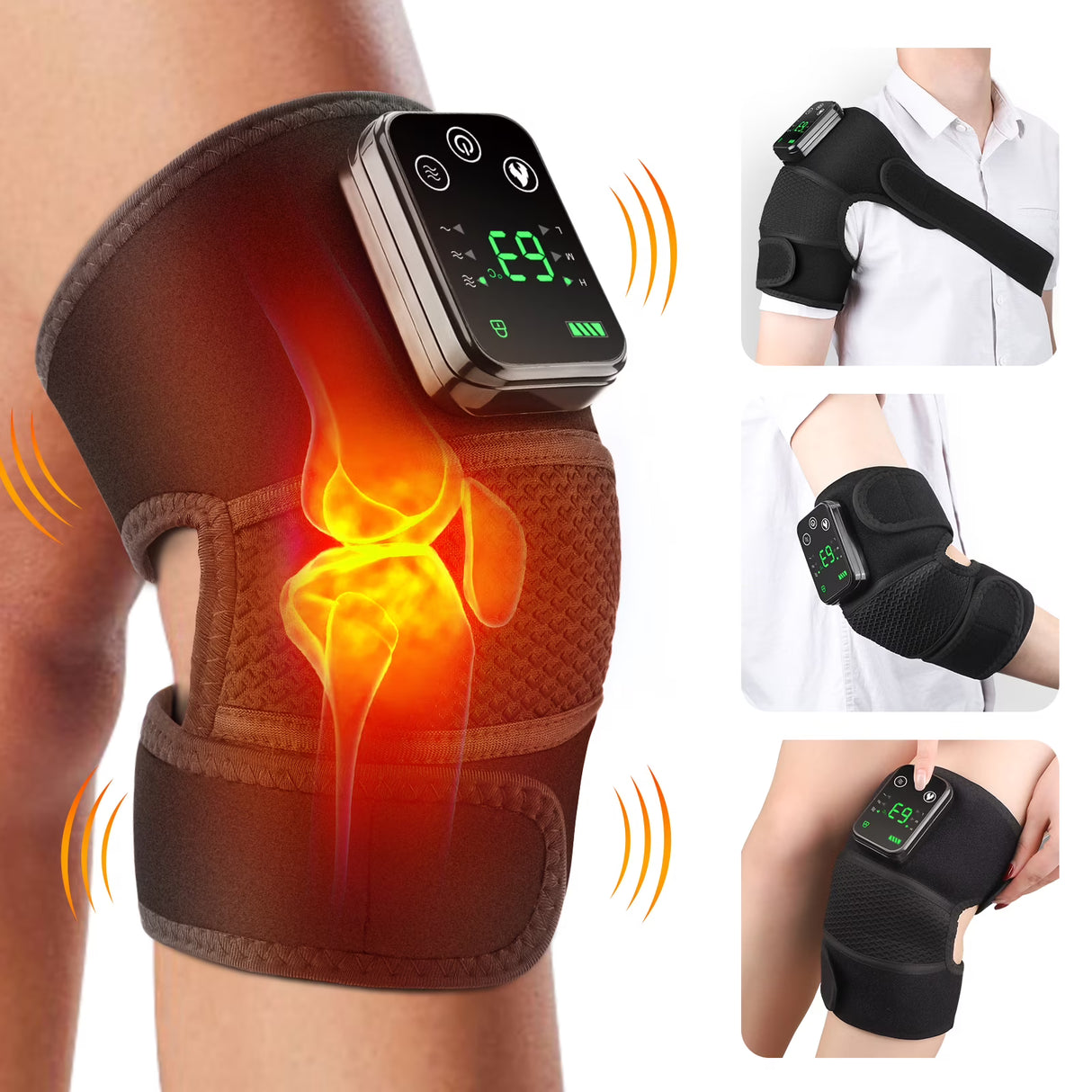 3-in-1 Heat and Vibration Massage for Knee, Shoulder & Elbow