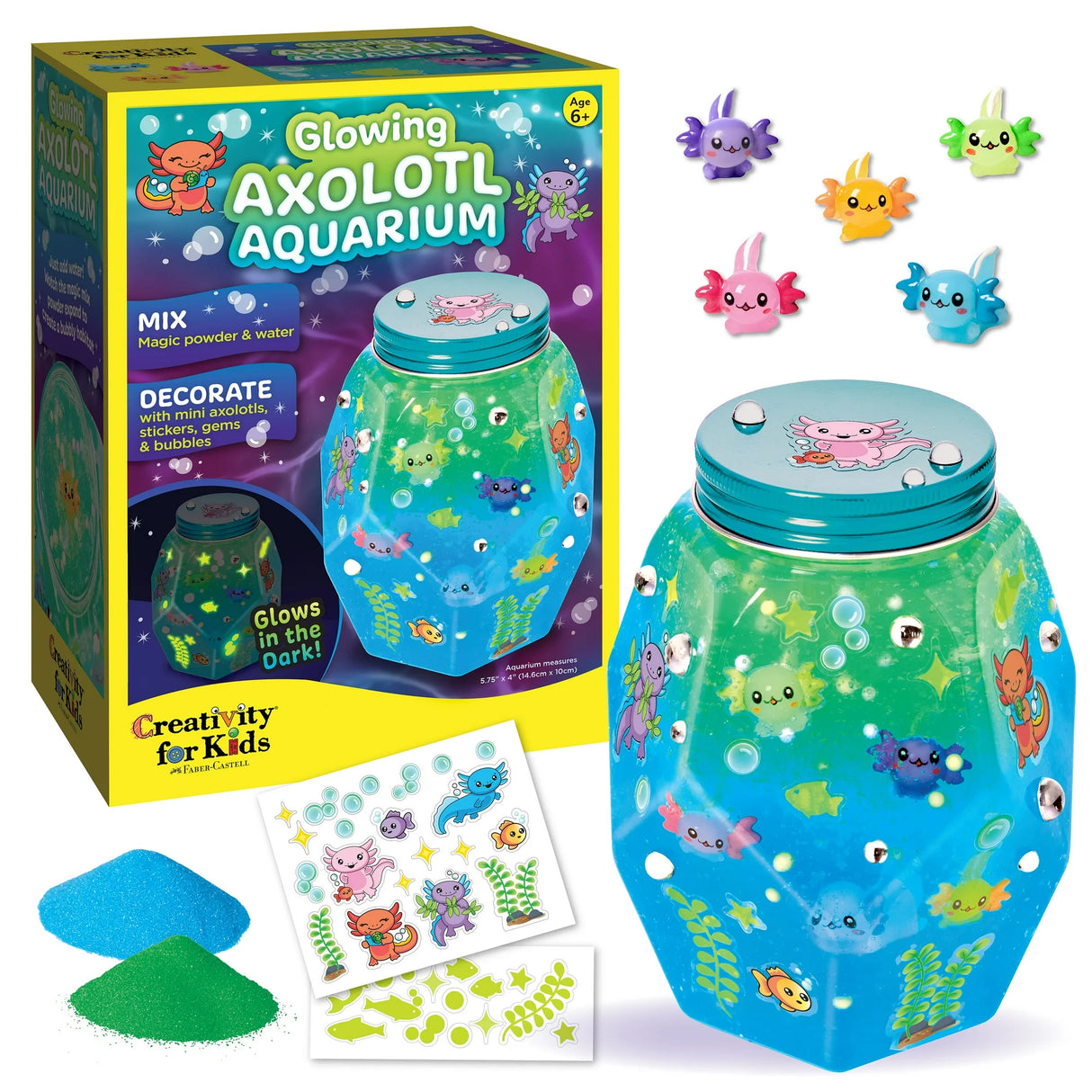 Creativity for Kids Glowing Axolotl Aquarium - Axolotl Crafts and Toys for Girls and Boys, STEM Science Kits for Kids Ages 6-8+, Craft Kits and Axolotl Gifts for Girls and Boys (New, Open Box)